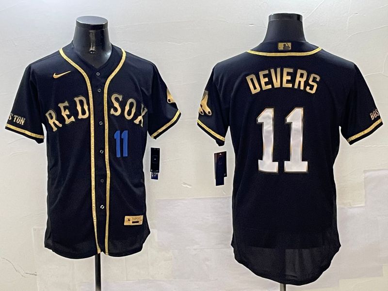 Men Boston Red Sox #11 Devers Black Gold three generations Elite 2025 Nike MLB Jersey style 4